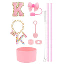 Ljojo 10-Piece Tumbler Accessories Set: Straw, Cover, Cap, Boot, Spill Proof Stopper, Letter Keychain, Charm, Sticker