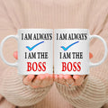 Funny Ceramic White Coffee Mug Set for Boss, Perfect Birthday & Christmas Gifts, by Ljojo.
