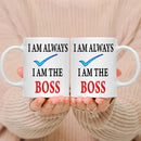 Funny Ceramic White Coffee Mug Set for Boss, Perfect Birthday & Christmas Gifts, by Ljojo.
