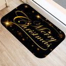 Ljojo Merry & Happy Year Door Mat: Golden Black Letter Print, Non-Slip Floor