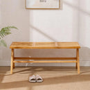 Ljojo™ Farmhouse Rattan Bench With Footrest - Wood Cane Seat