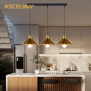 Ljojo 3-Head Retro Industrial Ceiling Chandelier in Black/Gold for Kitchen, Bedroom, Restaurant