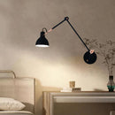 Ljojo Long Arm Black Gold Wall Light for Study Reading Bedroom
