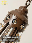 American Retro Iron Crystal Chandelier Lighting LED E14 Hanging Lamp for Living Room by Ljojo
