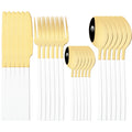 Ljojo 24-Piece Black Stainless Steel Cutlery Set Flatware Tableware Silverware Kit
