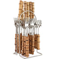 Ljojo 24Pcs Bamboo Handle Stainless Steel Cutlery Set Creative Dinnerware
