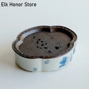 Blue Loquat Begonia Pot Holder Set by Ljojo: Hand-painted Ceramic Kung Fu Tea Table Base