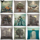Cute Ghost Sailboat Whale Diver Cushion Cover by Ljojo