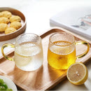 Ljojo 400ml Rose Glass Cup with Handle for Juice Coffee Tea Milk