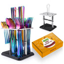 Ljojo 24-Piece Stainless Steel Hammer Pattern Cutlery Set