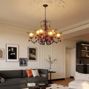 American Retro Morning Glory Glass Chandelier - Elegant Rose Ceramic Flower Pendant Light by Ljojo