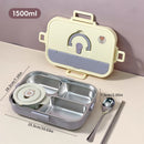 Ljojo 4/5 Grids Stainless Steel Divided Lunch Box Set with Cutlery
