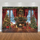 Cute Bear Tapestry Christmas Background Cloth for Home Party Decoration by Ljojo