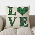 Ljojo Lucky Green Plaid Shamrock Throw Pillow Cover