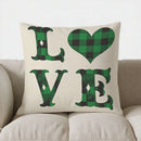 Ljojo Lucky Green Plaid Shamrock Throw Pillow Cover