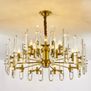 American Vintage Luxury LED Pendant Light Gold Copper Crystal Chandelier by Ljojo