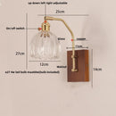 Ljojo LED Glass & Wood Wall Lamp for Living Room Bedroom, Pull Chain Switch