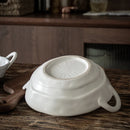 Ljojo Matte Ceramic Two Ear Bowl for Soup, Noodles, Salad - Light Food Bowl