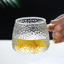 Ljojo 400ml Rose Glass Cup with Handle for Juice Coffee Tea Milk