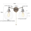 Ljojo 2-Head LED Wall Sconce Industrial Iron Glass Retro Stair Light Fixtures