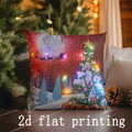 Lighted Christmas Scene Pillow Covers by Ljojo for Sofa, Bedroom, Car - Decorative Rectangular Cushion