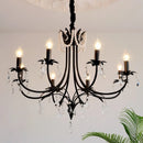 French Black Candle Chandelier For Living Room E14 Crystal Pendant Lights: Ljojo Romantic LED Hanging Lamp
