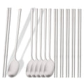 Ljojo 12Pcs Luxury Korean Stainless Steel Tableware Set