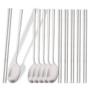 Ljojo 12Pcs Luxury Korean Stainless Steel Tableware Set