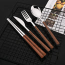 Ljojo Luxury Wooden Handle Cutlery Set - 8/12Pcs, Korean Style Flatware & Chopsticks