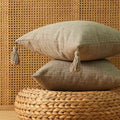 Ljojo Linen Tassel Euro Sham Pillow Covers Square Decorative Neutral Pillowcases