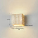 Ljojo Mid Century Modern LED Wall Light Pull Chain Switch Yellow Travertine Bedroom Lamps