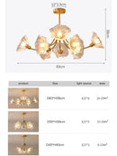 Modern Flower Chandelier Glass Ceiling Light Copper Pendant Lamp for Bedroom Kitchen by Ljojo