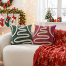 Christmas Boho Green Red 45x45 Tufted Pillow Cover, Farmhouse Sofa Decor, Ljojo Brand