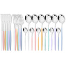 Ljojo 24Pcs Colorful Stainless Steel Gold Flatware Cutlery Set Western Kitchen Tableware