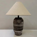 Ljojo Ceramic Table Lamp LED Night Light Fabric Lampshade Bedroom Decor Pottery Jar Style