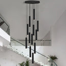 LED Crystal Staircase Chandelier by Ljojo: Black Nordic Design Long Hanging Lamp