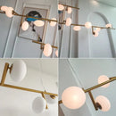 Ljojo Linear LED Glass Globe Pendant Light for Kitchen Dining Living Room