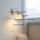 Ljojo LED Wall Light Fixture Wood Canopy White Glass Nordic Modern Plug In Sconce