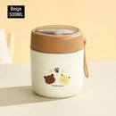 Ljojo Double-Layer Stainless Steel Thermal Lunch Box with Spoon and Bag