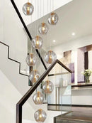 Glass Ball Long Chandelier for Modern Minimalist Loft Living - Ljojo Spiral Luxe Light