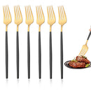 Ljojo Mirror Stainless Steel Dinner Fork Set - 6Pcs Flatware Gold Silverware