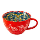 Ljojo 400ml Bohemian Ceramic Mugs for Coffee, Milk, Oatmeal, Microwaveable