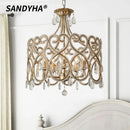 Ljojo Modern Crystal Chandelier LED Lighting for Bedroom Living Room French Romantic Pendant Light