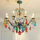 French Colorful Restaurant Chandelier Art Glass Lamp by Ljojo - Romantic Retro Crystal Candle Bedroom Lamp