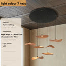 Ljojo Walnut Color Leaf Multi-head Chandelier Retro Style for Living Room & Restaurant