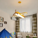 Airplane Ceiling Light LED Yellow Blue Wood Children's Room Hanging Light - Ljojo
