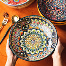 Ljojo 10-Inch Ceramic Bohemian Soup Bowl for Household Dining and Serving
