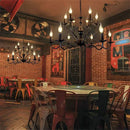 Ljojo American Retro Black Chandeliers Metal Cafe Pendant Lights for Living Room and Bedroom