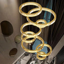 Ljojo Luxury Crystal Living Room Chandelier - Modern Stair Pendant Lamp and Ceiling Light