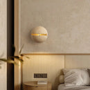 Japanese Wabi Sabi Circular Yellow Cave Stone Wall Lamp for Bedroom Decor by Ljojo